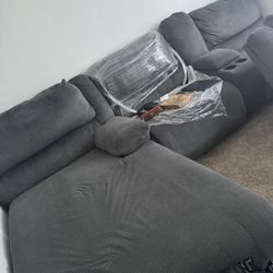Oversized Plush Grey Sofa