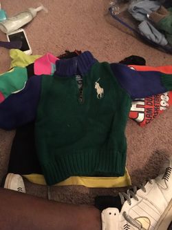 12 month polo shirts, H & M sweater, Nike jacket