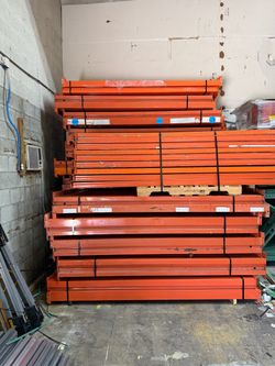 Used Pallet Rack Beams Orange beams used