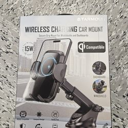 Wireless Car Charger Mount 15W Fast Charging Qi Compatible Phone Holder Brand New