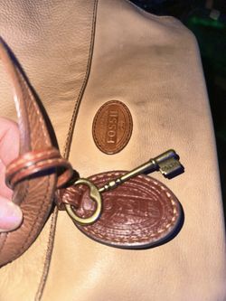 Free shipping 🔥 drop VINTAGE FOSSIL Zoey Leather Tote Shoulder Bag Tan Brown Purse put