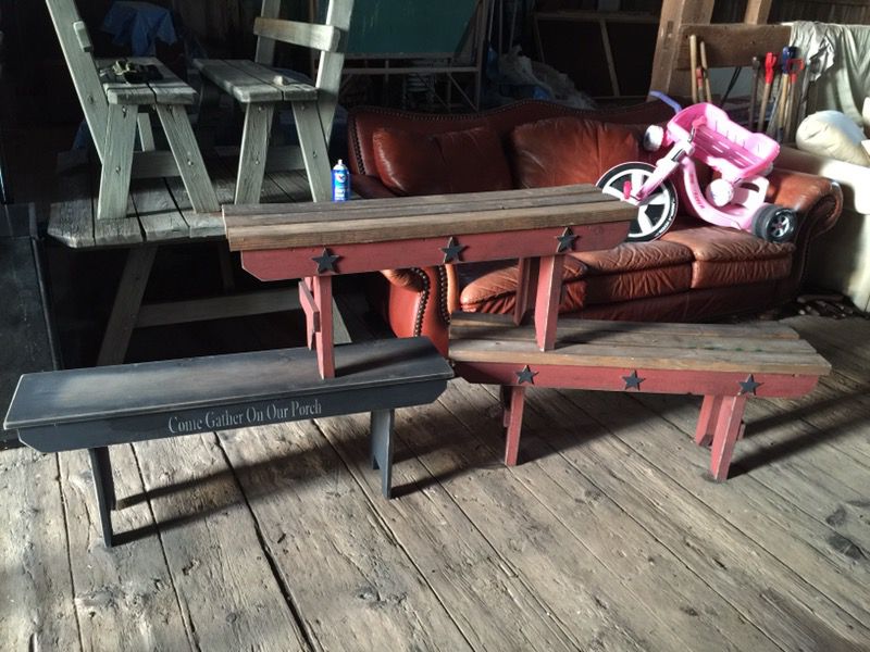 Amish made primitive style indoor outdoor benches