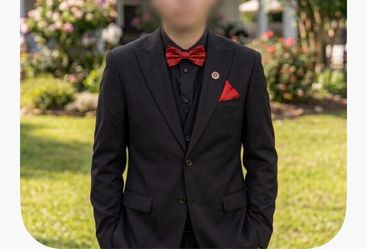 Black Men's Suit with Red Bow Tie Prom/Hoco/Special event