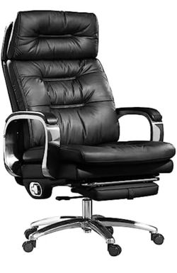 Kinnls Vane Massage Office Chair with Heated Ventilation,Fully Reclining Managerial & Executive Genuine Leather Desk Task Chairs 500lbs (Massage Chair