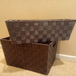 2 Charcoal Gray Matching Organizer Baskets