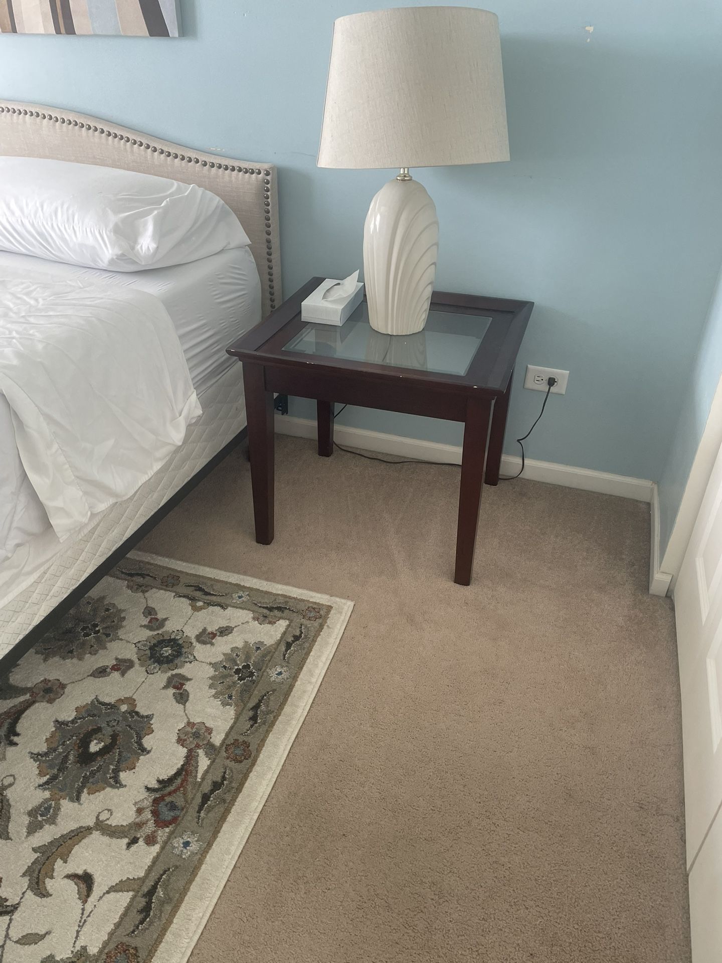 Glass Side Table & Lamps