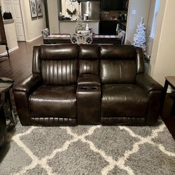 Dark Brown Faux Leather Sofa And Loveseat