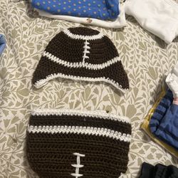 FOOTBALL BEANIE & DIAPER COVER