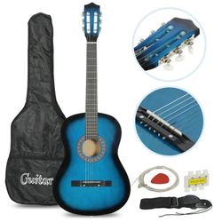 New 38" Acoustic Guitar for Starter Beginner with Bag, Strap, Tuner and Pick, Blue