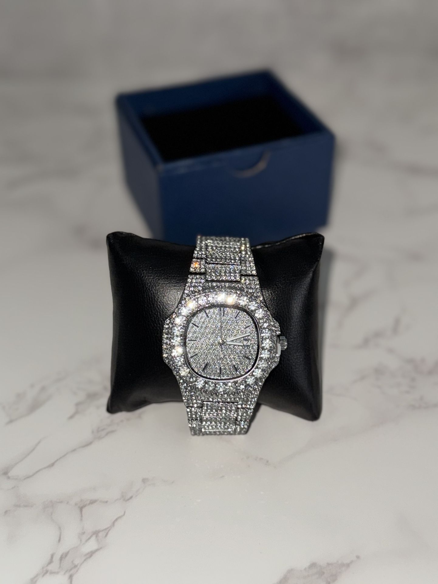Iced Out Watch β Silver Tone