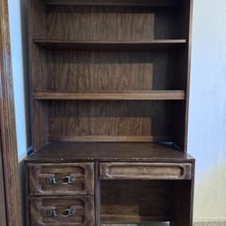 Matching Rustic Style Furniture Set With Separate Bookshelf Study