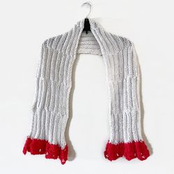 Hand Knitted Scarf  With Beads 