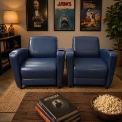 Blue Leather Theater Chairs