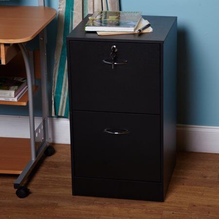 Drawer Vertical Wood Lockable Filing Cabinet, Black. B17-9620