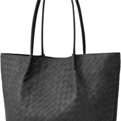 Brand New Kattee Woven Tote Handbag for Women, Leather Large Tote Purse for Women Hobo Shoulder Bag Weekender Bags,14L