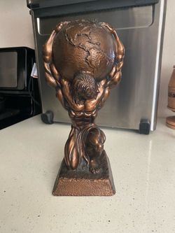11 inches bronze-finished decorative statue of Atlas