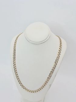 14K Real Gold Cuban Curb Diamond Cut Chain 5.8mm 25”