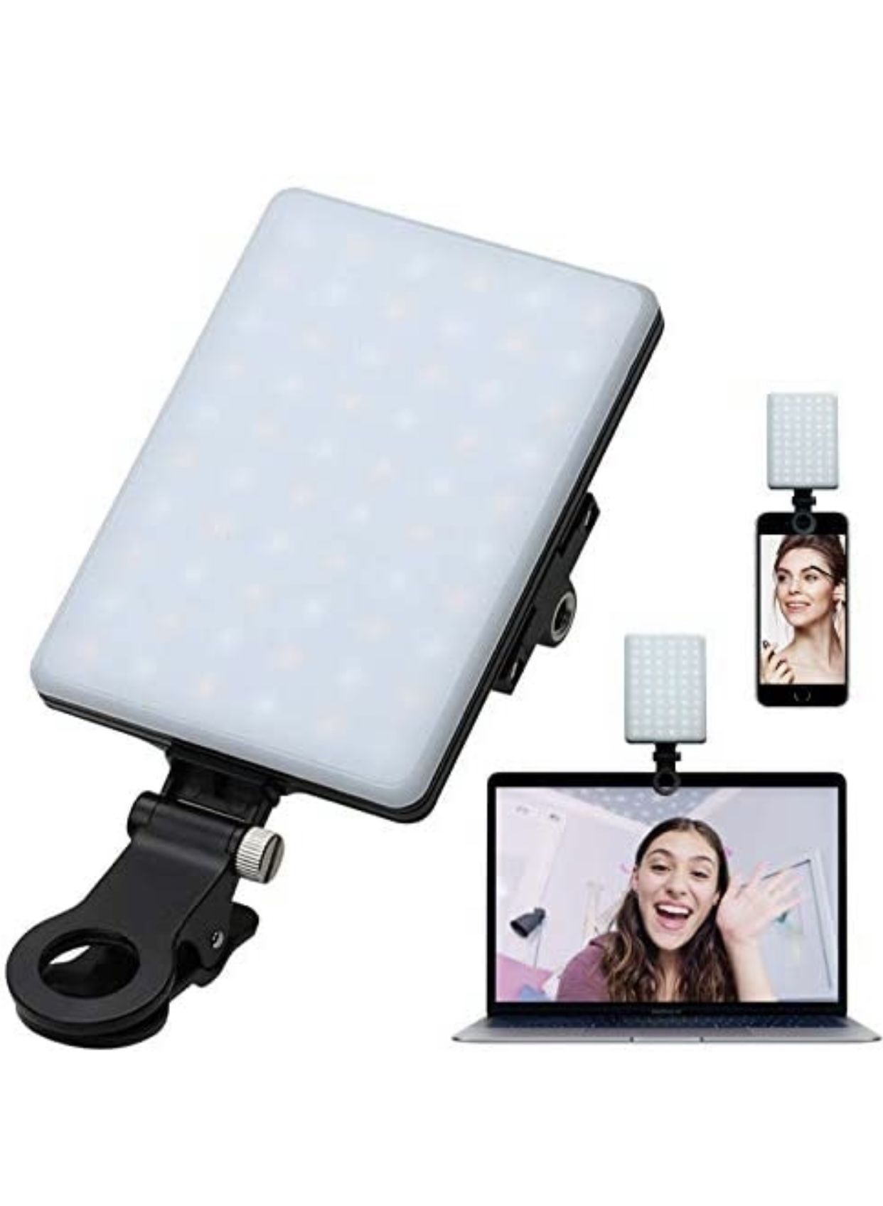 Video Conference Lighting for Computer&MacBook, 60 LED Rechargeable Laptop Webcam Lighting for Video Recording, Zoom Lighting for Computer