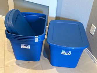 Set of 5 Sterilite 18 Gallon Blue Storage Totes