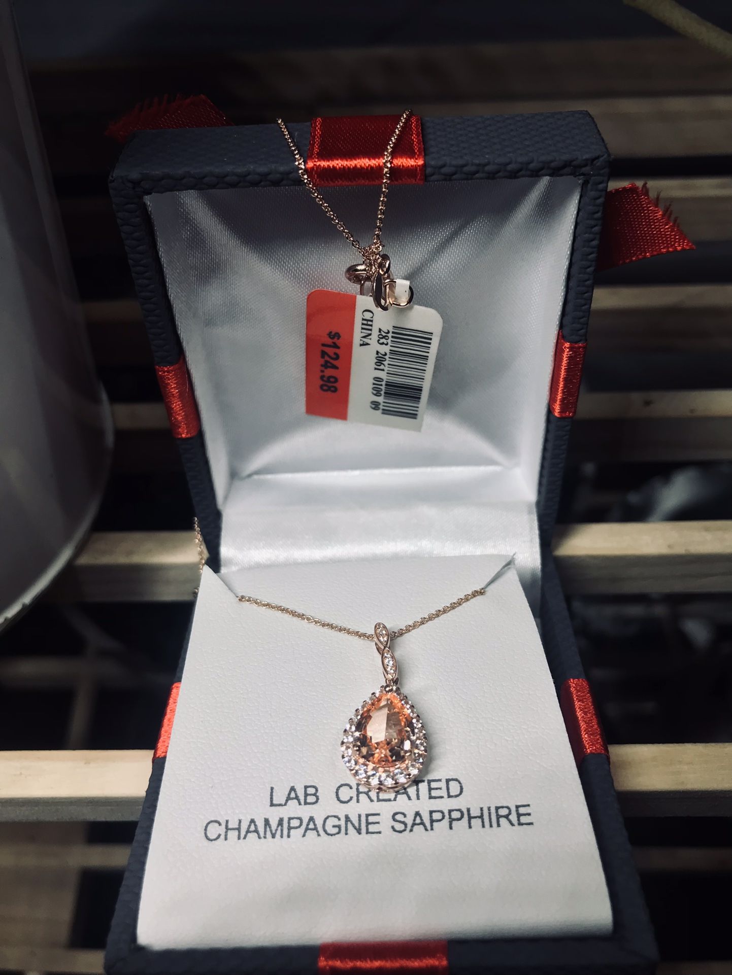 Silver And Champagne Sapphire Necklace