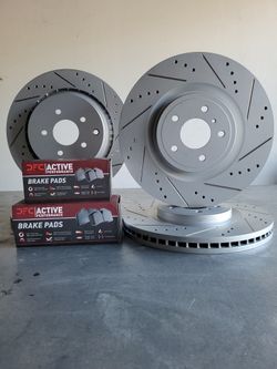2011 INFINITI FX50 Front & Rear Brake Kit - Drilled Slotted Rotors + Pads