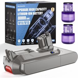 8000mAh V11 Battery And Filter Replacement  For Dyson V15 Button Click in Installation Style Battery V11 Extra/Absolute/Animal/Outsize/V15/SV15/SV16 9