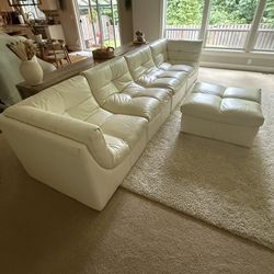 Z Gallerie White Authentic Leather Convo 5-Piece Modular Sofa