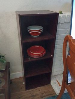 Dark Brown Wood Bookshelf 4-Shelf Unit