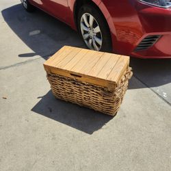 24 x 13 x 15" tall, wooden and rope storage bin