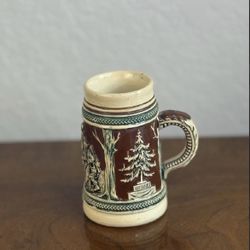 Vintage German Ceramic Beer Stein with Relief Decoration, Mini
