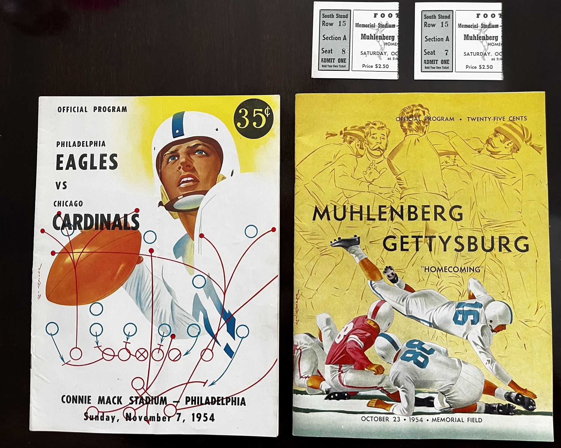 Vintage Football Programs and tickets