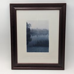 1990s Glass Framed Print of a Foggy Landscape by Christine Triebert, Signed 