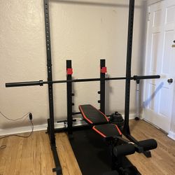 Pull up bar / Squat Rack with Optional Bar/Bench & Weights