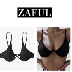 NEW!  Zaful Women's Ribbed Underwire Triangle bikini top