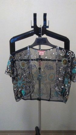 Sheer with Rhinestones, Sequins and Beads Dress Shrug