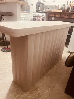 Light Wood Fluted Kitchen Island Console Table