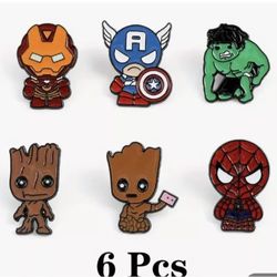 Set of 6 Baby Marvel Superhero Enamel Pin Badge for Bag Clothes Hat