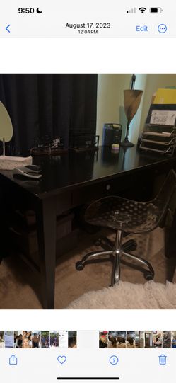 Black Desk & Matching File Cabinet.