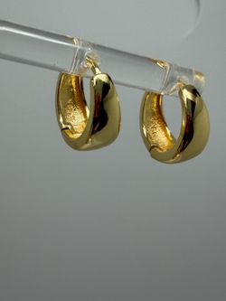 925 Sterling Silver in Yellow gold plated Huggies Hoops Earrings