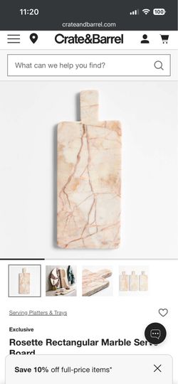 Crate and barrel Rectangular Marble Cheese Serve Board