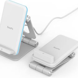 SooPii Fast Wireless Charger Stand, Adjustable, Dual Axis Design Charging Stand Made of Aluminium Alloy, 15 W Inductive Wireless Charger, Qi-Certified