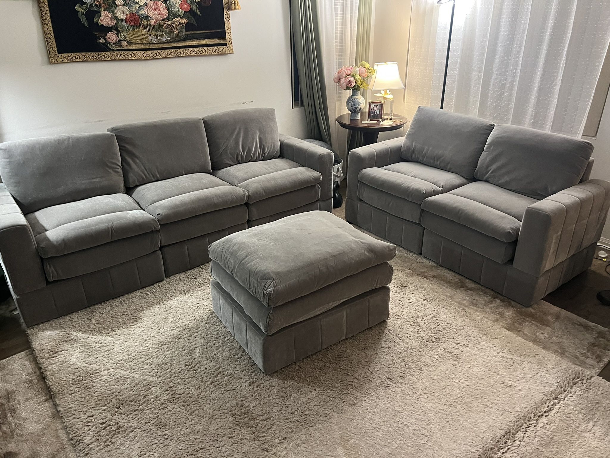 New 6 Piece Modular Couch / Love Seat.  Grey.  Free Delivery!