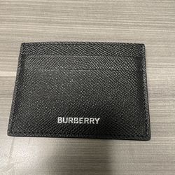 NEW Black Burberry Leather Card Holder Wallet COA