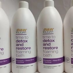 Raw Sugar Foaming Bath, Time to Detox and Restore, Pineapple + Maqui Berry + Coconut - 25 fl oz