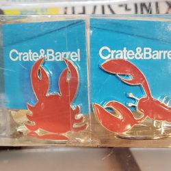 Crate & Barrel, Meryl Waltz, Placecard Holders. Pack Of 4, 2 Lobsters & 2 Crabs