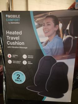 Homedics Heated Travel Cushion With Vibration Massage, 2-Pack, Black