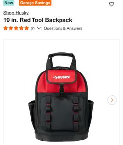 Husky. 19 in. Red backpack heavy duty new work tough built