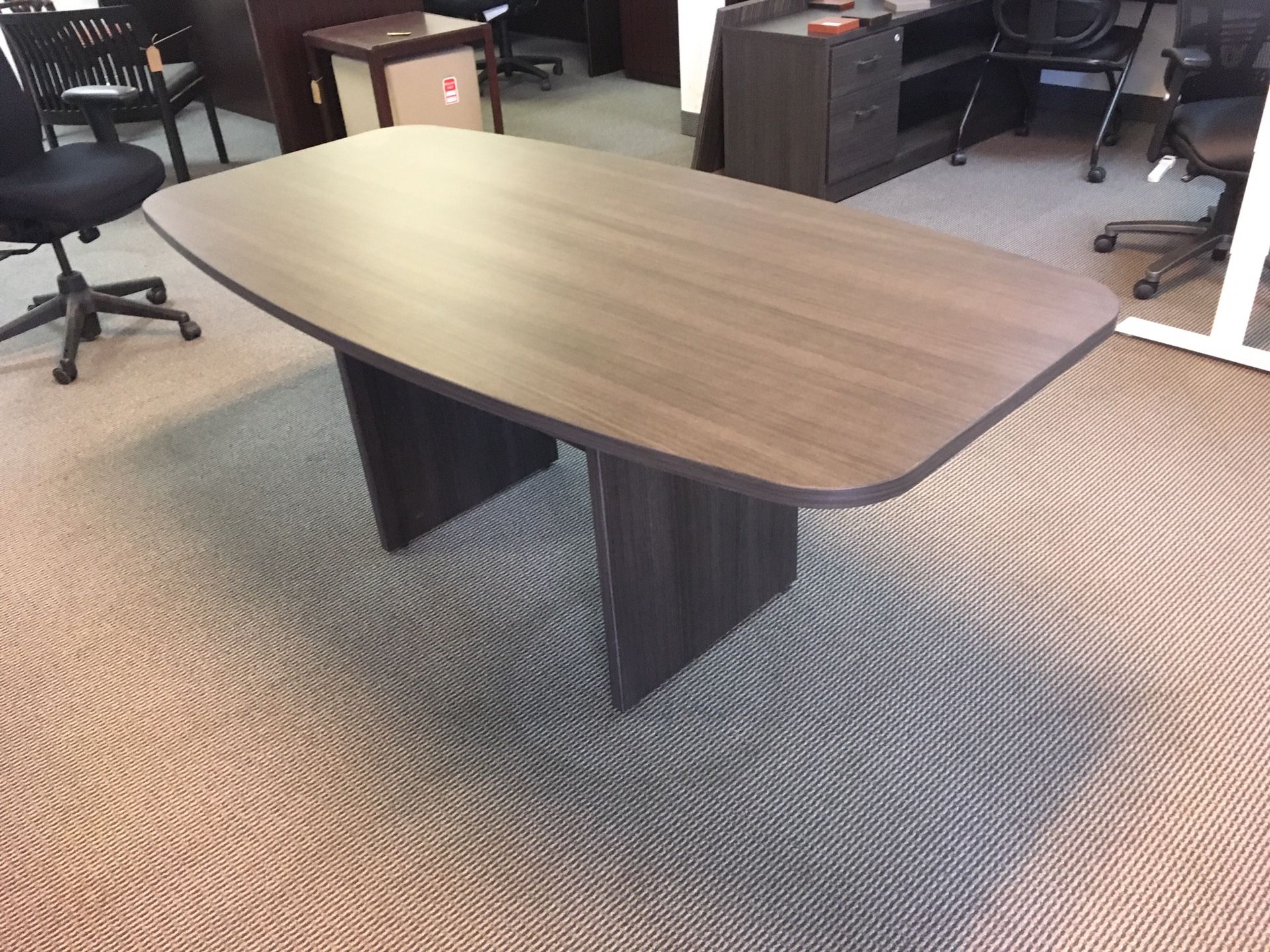 6x3 boat shape conference table in tenino gray