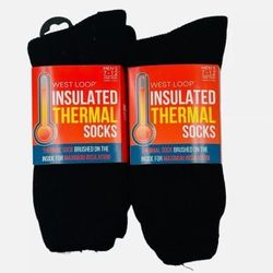 2 Pair West Loop Insulated Thermal Socks Men's Size 7-12 Black