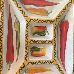 Hand painted Clay Art Serving Tray 